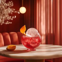 Still life with apple red wine and juice
