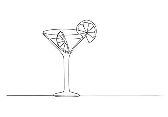 Continuous One Line Cocktail | Minimalist Drink Vector Illustration