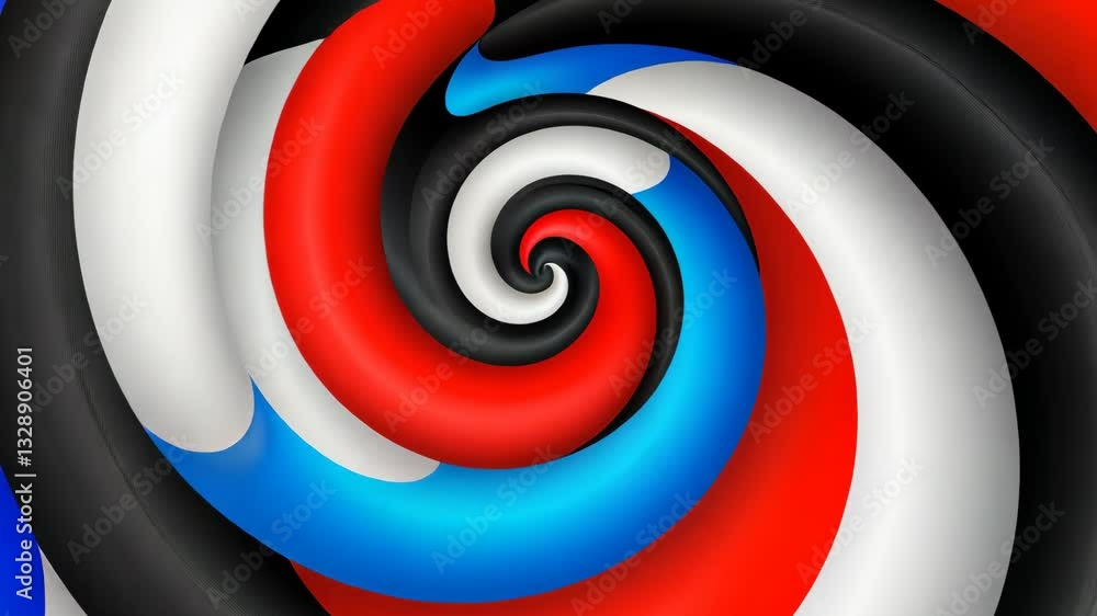 Poster spiral of red, white, and blue colors. the colors are bold and vibrant, creating a sense of energy a