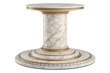 podium pedestal marble pattern for product display isolated on transparent background