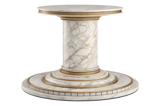 podium pedestal marble pattern for product display isolated on transparent background