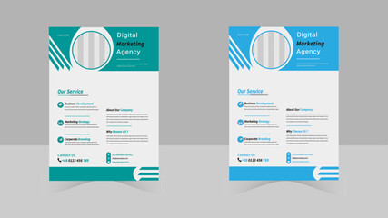 Corporate business flyer template design set with blue, orange, red and yellow color. marketing, business proposal, promotion, advertise, publication, cover page. new digital marketing flyer set.
