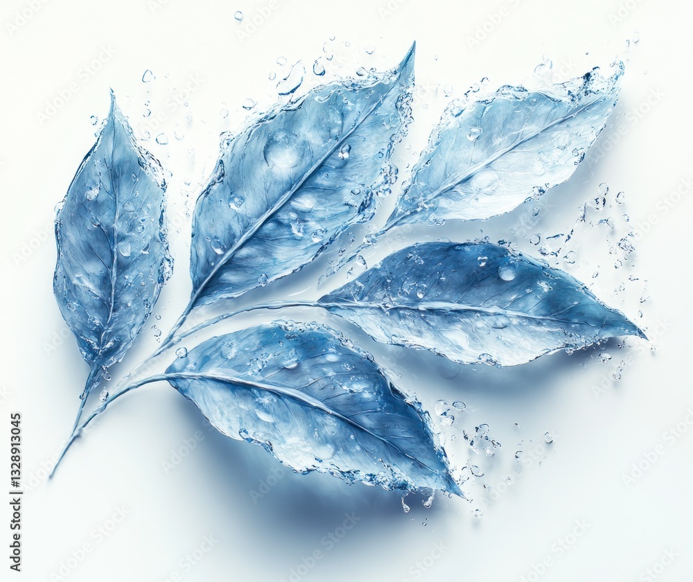 Poster hyper-realistic collection of water arrows with splashing effects on white background