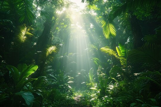 Rainforest Landscape in Kandy Sri Lanka Tropical Wilderness with Vibrant Green Foliage and Towering Trees