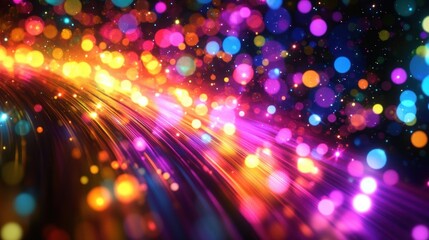 Colorful Abstract Bokeh Light Trails Dynamic Glow Circles Motion Background