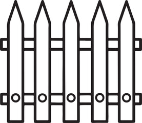 wooden fence line art, black outline, vector and illustration, coloring book page line art drawing