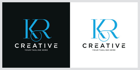 Initial KR or RK letter logo design vector