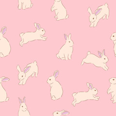 Bunny Spring Easter seamless pattern vector illustration