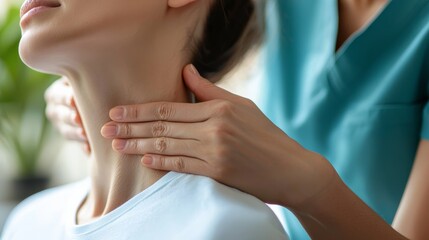 Physiotherapist assessment for neck pain relief clinic setting health care calm environment close-up focus on treatment