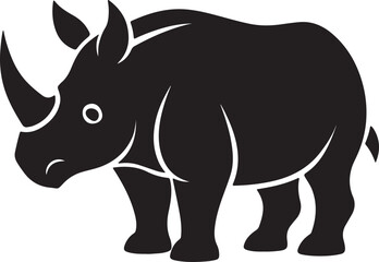 rhino silhouette, black and white silhouette, vector and illustration