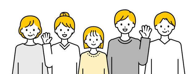 上半身のポーズセット_笑顔の「3世代のファミリー」のセット