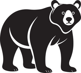 bear silhouette, black and white silhouette, vector and illustration