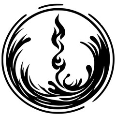 Silhouette of fire and water elements