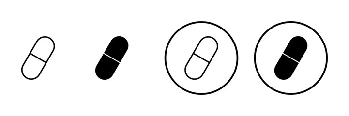 Pills icon vector. capsule icon. Drug sign and symbol