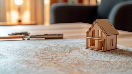 Future property development, architectural planning with elevation map. Searching vacant land for development