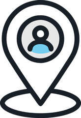 Location Pin Icon with User Avatar – GPS Navigation, Map Marker, and Geolocation Symbol Vector