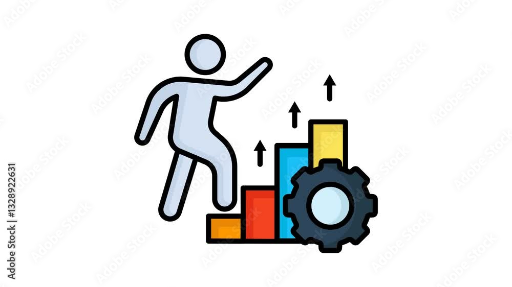 Poster process improvement animated icon. animated icon related to efficiency, productivity. suitable for u