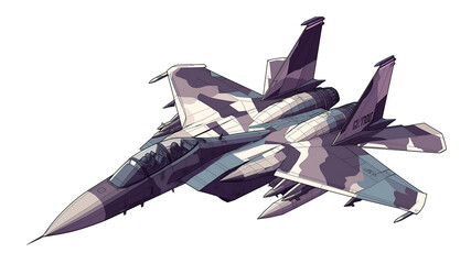 Fighter jet low poly 3D isometric illustration with polygonal geometric design