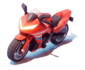 Motorcycle low poly 3D isometric illustration with polygonal geometric design
