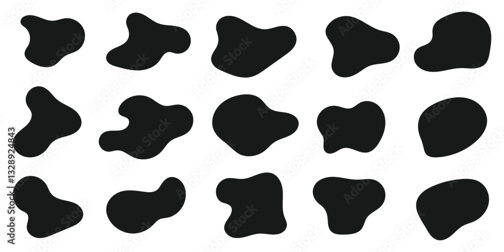Poster fluid shape vector set liquid with black color for design
