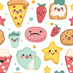 Kawaii Fast Food and Dessert Pattern