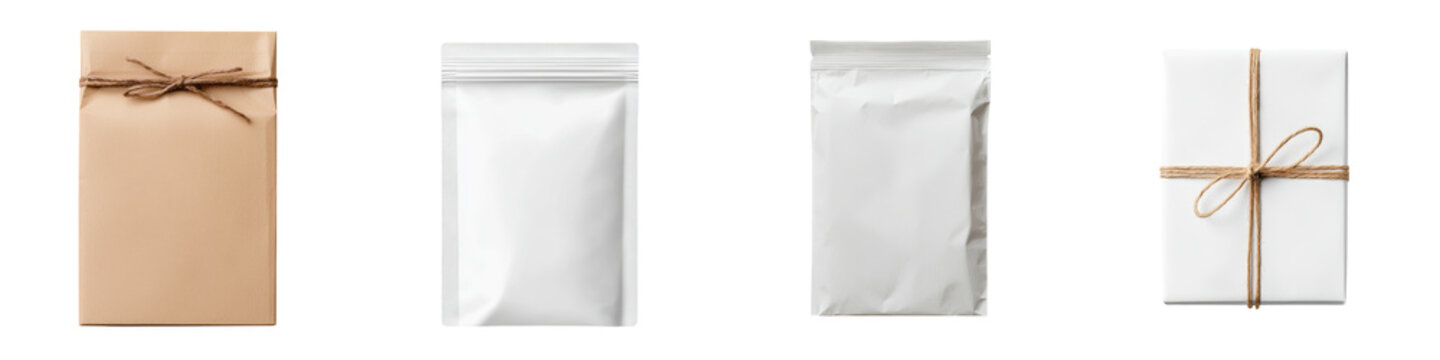 Assortment of different packaging options including cardboard boxes envelopes and plastic pouches suitable for shipping and delivering products