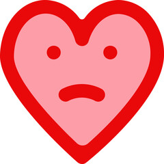 Sad heart fill and outline icon