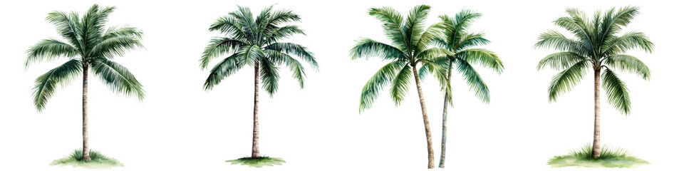Four majestic palm trees sway in the warm breeze creating a serene and inviting tropical atmosphere