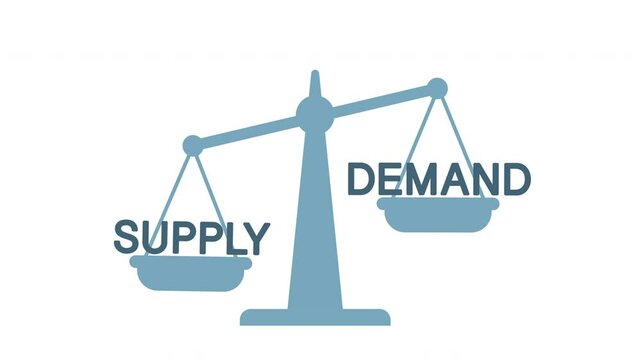 Law of supply and demand - Weight scale balancing the supply of goods or services up and down
