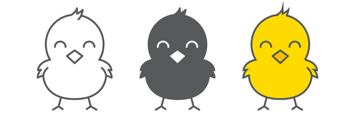 Chick icon collection, Easter and animal, chicken vector icon set, vector graphics, editable stroke outline sign, eps 10.