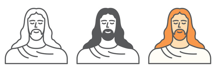Jesus icon collection, Easter and religion, christianity god vector icon set, vector graphics, editable stroke outline sign, eps 10.