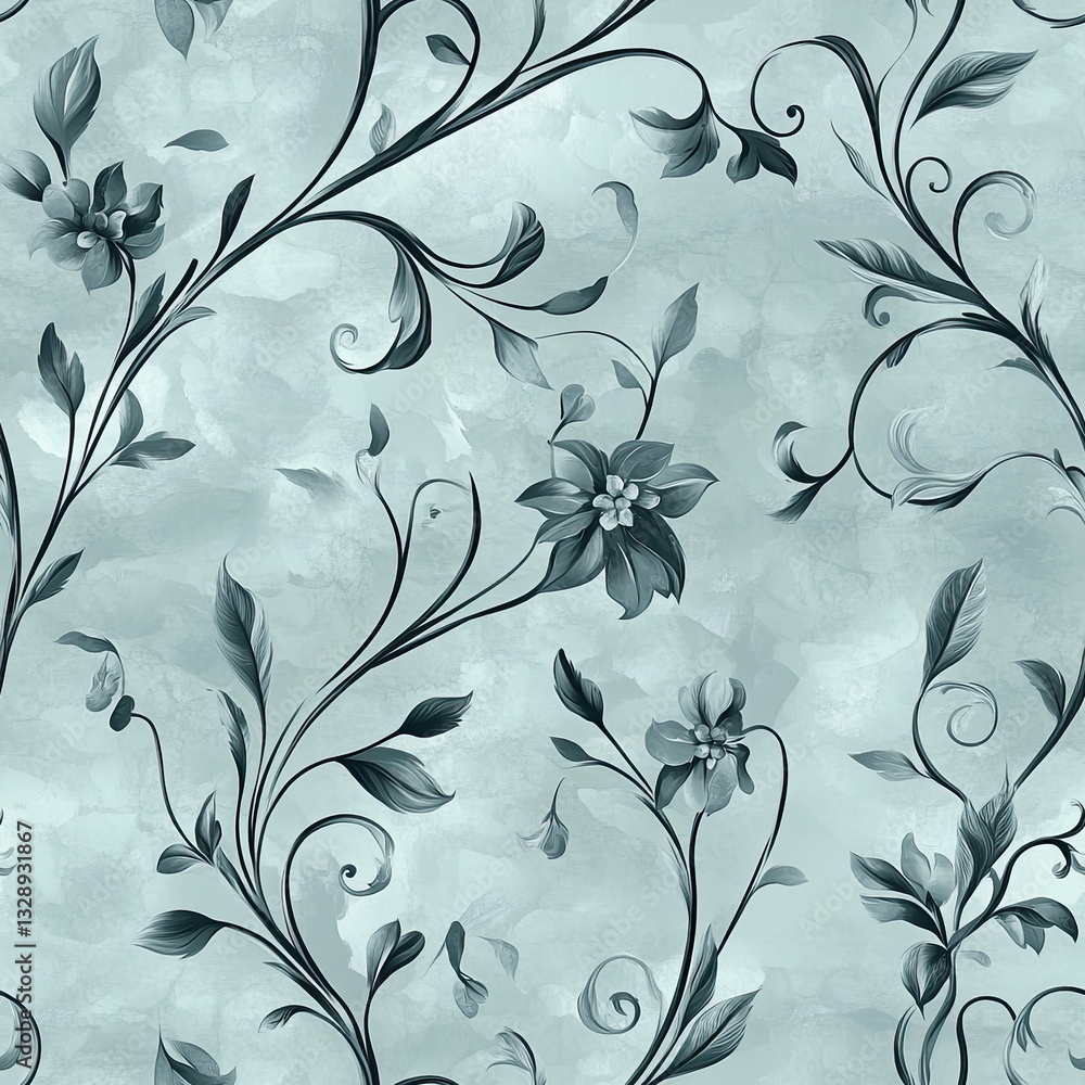 Poster elegant scrollwork patterns with botanical elements for luxurious designs