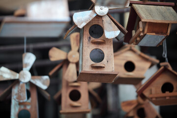 Handcrafted Wooden Birdhouses with Unique Designs and Colors