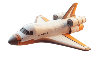 Space shuttle design with orange and white colors