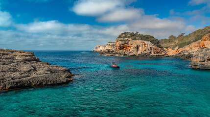 Cala S'Almunia, Santanyí, Mediterranean Sea, Mallorca, Islas Baleares, Spain, Europe