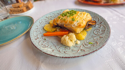 Roasted Cod, Spanish Cuisine, Spanish Gastronomy, Spain, Europe.