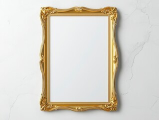 Elegant Golden Frame on Marble Background for Digital Masterpiece Display