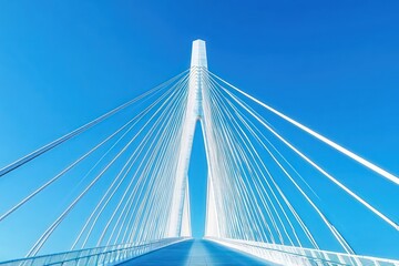 Modern Cable-Stayed Bridge Against Clear Blue Sky