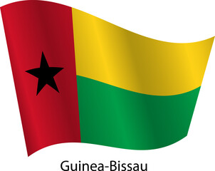 Flag of the country Guinea Bissau on a white background