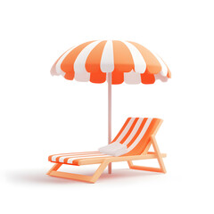 Fototapeta premium 3D rendering of beach chairs and travel scene in cartoon style