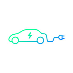 Electric car with plug icon symbol, EV car, Green hybrid vehicles charging point logotype, Eco friendly vehicle concept, Vector illustration
