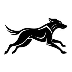 Fototapeta premium a powerful black silhouette logo of a dog in motion, 