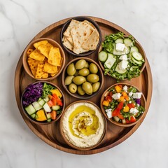 Mediterranean Mezze Platter with Hummus and Vegetables