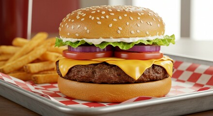 Delicious and big fresh tasty burger