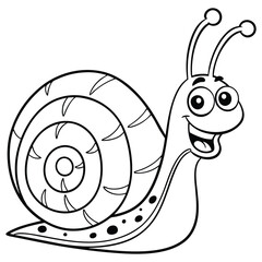 Cute Cartoon Snail Coloring Page for Kids.