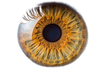 Close up of eye iris macro isolated on transparent background
