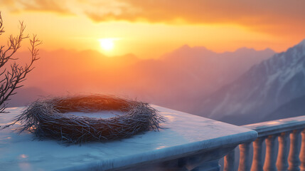 an empty nest of a swan