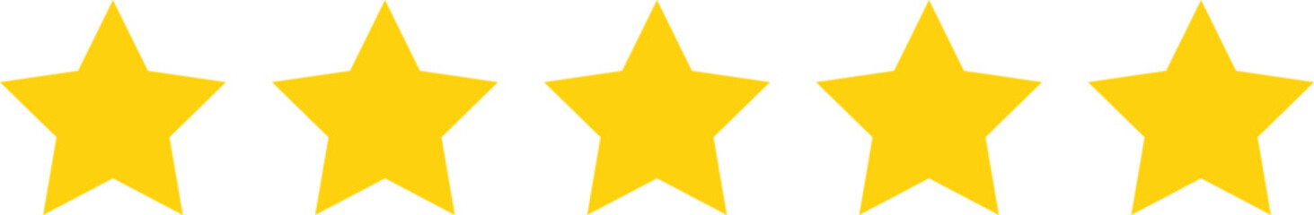 Five stars customer product rating review vector  
flat icon illustration for apps and websites