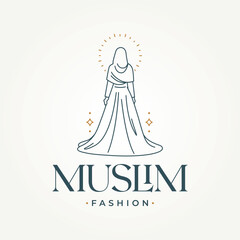 minimalist muslim fashion collection line art icon logo vector illustration design