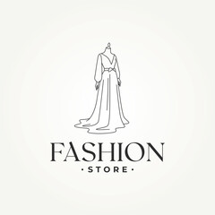 minimalist fashion boutique line art icon logo vector illustration design